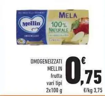 Conad Mellin Omogeneizzati frutta vari tipi 2x100 g offerta