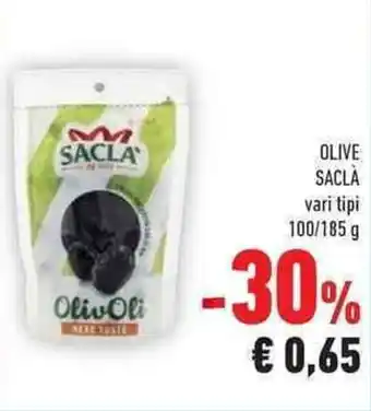 Conad Saclà Olive vari tipi 100/185 g offerta