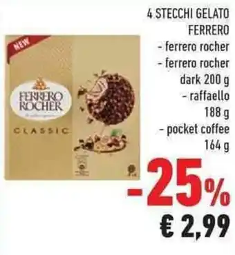 Conad Ferrero 4 Stecchi Gelato 200/188/164 g offerta