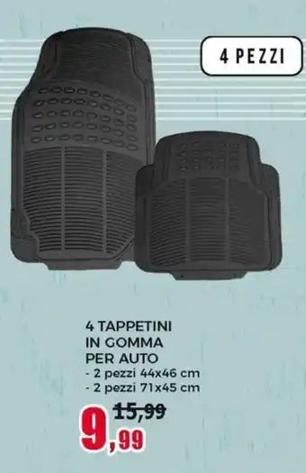 Happy Casa 4 Tappetini in Gomma per Auto 2 pezzi 44x46 cm/2 pezzi 71x45 cm offerta