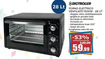 Dictrolux Forno Elettrico Ventilato 1500W 28 lt