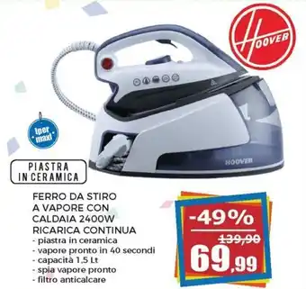 Happy Casa Hoover Ferro Da Stiro a Vapore Con Caldaia 2400W Ricarica Continua offerta