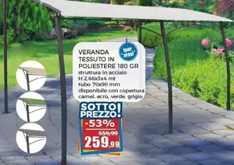 Happy Casa Veranda Tessuto in Poliestere 180 gr H 2,68x3x4 mt offerta
