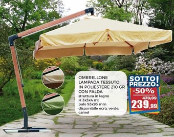 Ombrellone Lampada Tessuto in Poliestere 210 gr Con Falda
