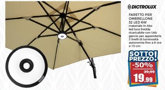 Dictrolux Faretto per Ombrellone 32 Led 6W