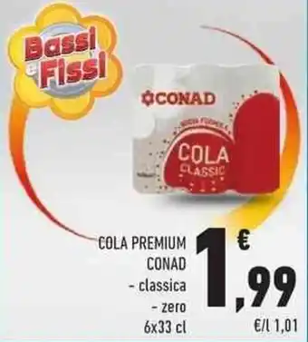Conad Conad Cola Premium classica/zero 6x33 cl offerta