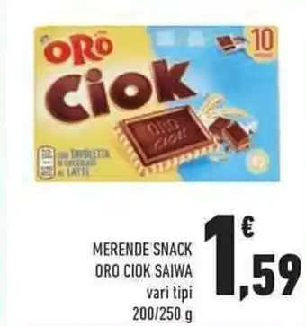 Conad Oro Ciok Saiwa Merende Snack vari tipi 200/250 g offerta