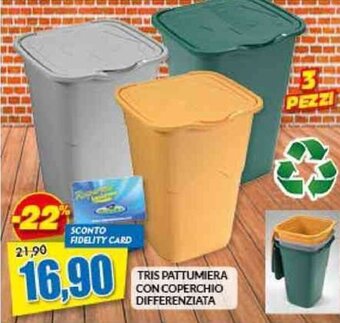 Tris Pattumiera Con Coperchio Differenziata