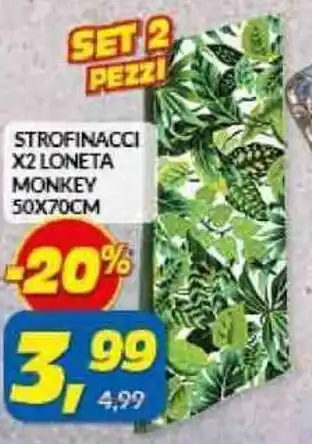 Strofinacci x2 Loneta Monkey 50x70cm