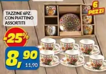 Risparmio Casa Tazzine 6Pz Con Piattino Assortiti offerta