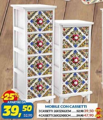 Risparmio Casa Mobile Con Cassetti 3 Cassetti 26x32x62cm offerta