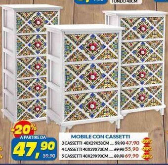Risparmio Casa Mobile Con Cassetti 3 Cassetti 40x29x58cm offerta