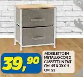 Risparmio Casa Mobiletto in Metallo Con 2 Cassetti in TNT cm. 45 x 30 x h.cm 51 offerta