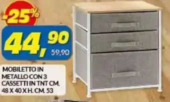 Risparmio Casa Mobiletto in Metallo Con 3 Cassetti In TNT cm. 48 x 40 x h.cm 53 offerta