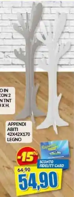 Risparmio Casa Appendi Abiti 42 x 42 x 170 Legno offerta