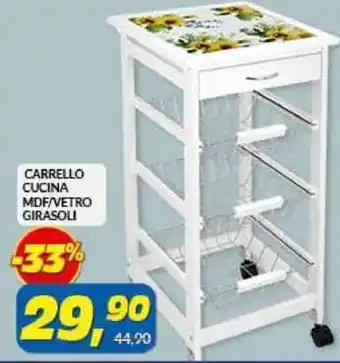 Risparmio Casa Carrello Cucina MDF/Vetro Girasoli offerta