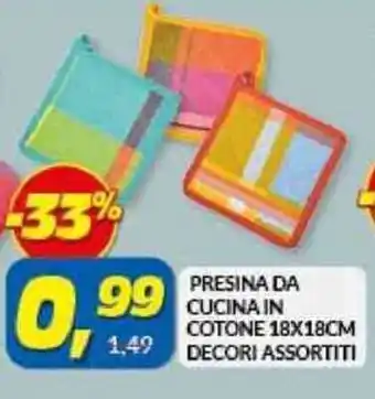 Risparmio Casa Presina Da Cucina In Cotone Decori Assortiti 18x18cm offerta