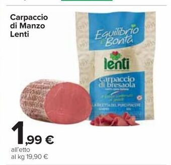 Carrefour Market Carpaccio di manzo lenti offerta