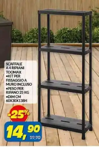 Risparmio Casa Scaffale A 4 Ripiani Toomax 60x30x138h offerta