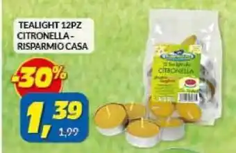 Risparmio Casa Tealight Citronella Risparmio Casa 12Pz offerta