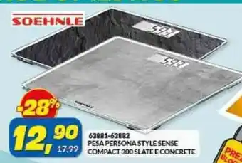Risparmio Casa Soehnle Pesa Persona Style Sense Compact 300 Slate Concrete offerta