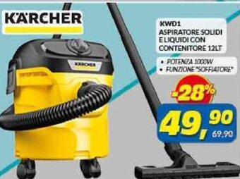 Karcher KWD1 Aspiratore Solidi E Liquidi Con Contenitore 12Lt