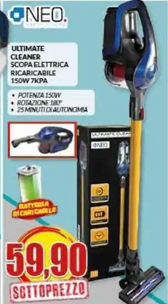 Risparmio Casa Neo Ultimate Cleaner Scpa Elettrica Ricaricabile 150W 7KPA offerta