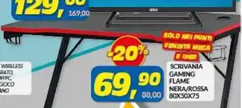 Risparmio Casa Scrivania Gaming Flame Nera/Rossa 80x50x75 offerta