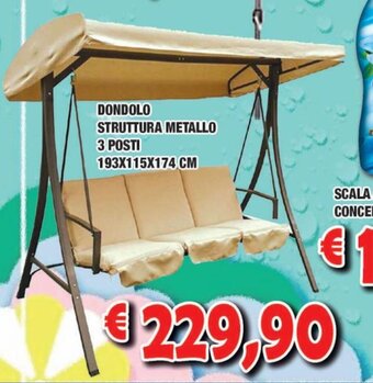 Cossuto Dondolo Struttura Metallo 3 posti 193x115x174 cm offerta