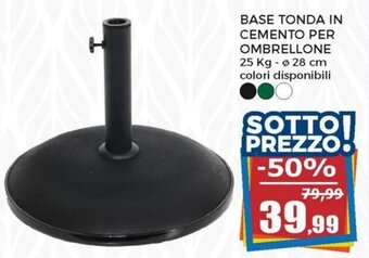 Happy Casa Base Tonda in Cemento per Ombrellone 25 kg - ø 28 cm offerta