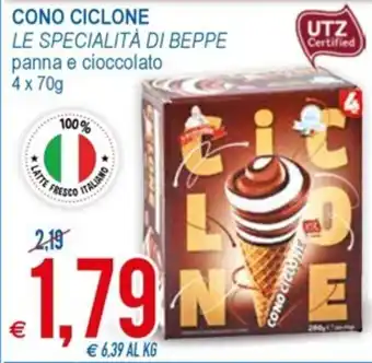 MD Discount Cono Ciclone Le Specialità Di Beppe panna e cioccolato 4 x 70 g offerta