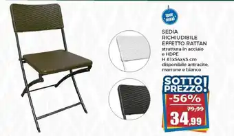 Sedia Richiudibile Effetto Rattan H 81x54x45 cm