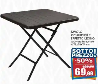 Happy Casa Tavolo Richiudibile Effetto Legno H 78x78x74 cm offerta