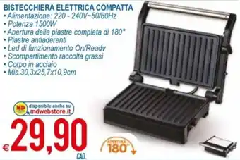 MD Discount Bistecchiera Electtrica Compatta Potenza 1500W offerta