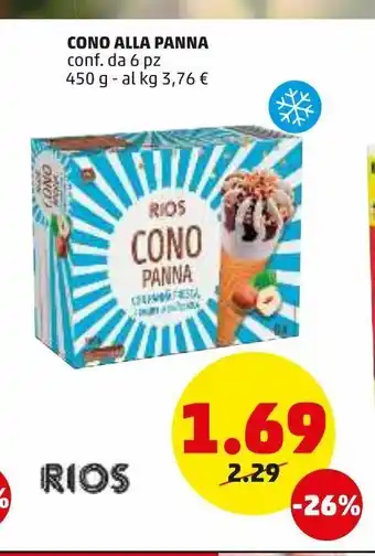 PENNY Cono alla panna conf. da 6pz 450g offerta