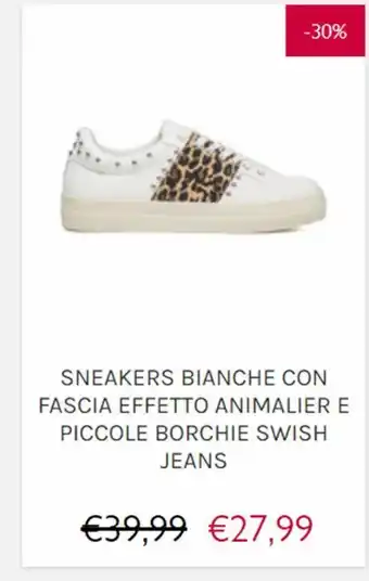 PittaRosso Sneakers bianche con fascia effetto animalier e piccole borchie swish jeans offerta