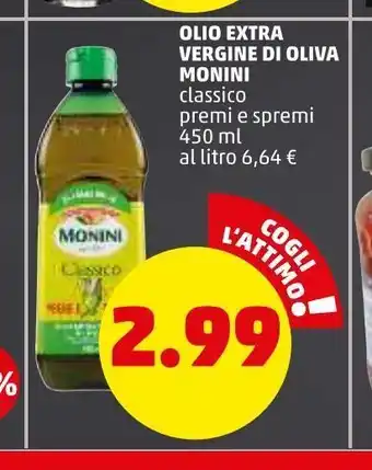 Olio extra vergine di oliva monini 450ml
