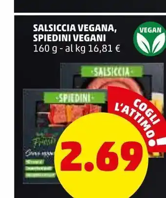 PENNY Salsiccia vegana spiedini vegani 160g offerta