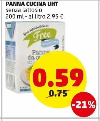 PENNY Panna cucina uht senza lattosio 200ml offerta