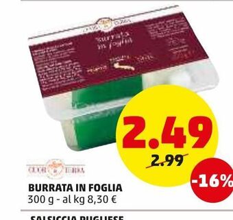 PENNY Burrata in foglia 300g offerta