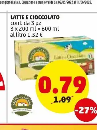 PENNY Latte e cioccolato conf.da 3pz offerta