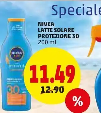 PENNY Latte solare protezione 30 200ml  nivea offerta