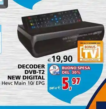 Il Gigante Decoder dvb-t2 new digital hevc main 10/ epg offerta