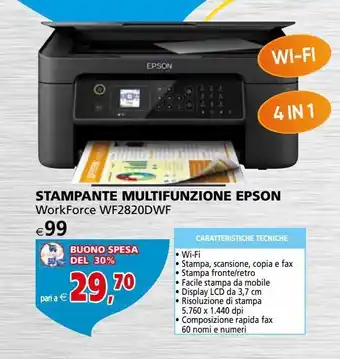 Stampante multifunzione epson workforce wf2820dwf