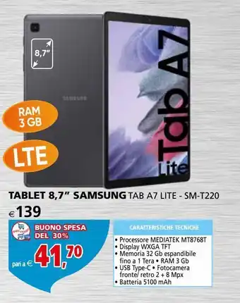Il Gigante Tablet 8,7” samsung tab a7 lite - sm-t220 offerta