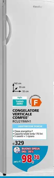 Il Gigante Congelatore verticale comfee’ rcu219wh1 offerta
