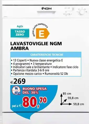Il Gigante Lavastoviglie ngm ambra offerta