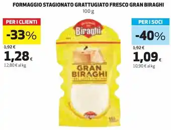 Coop Formaggio stagionato gratugiato fresco gran biraghi offerta
