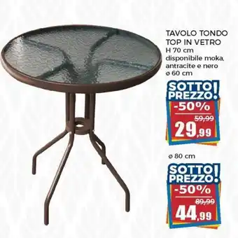 Happy Casa Tavolo Tondo Top in Vetro H 70 cm offerta
