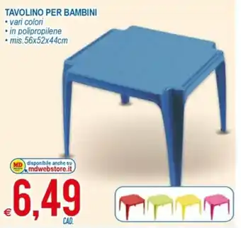MD Discount Tavolino per Bambini mis. 56x52x44 cm offerta